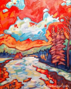 Elk River, near Fernie, BC.  16" x 20" Acrylic on Canvas