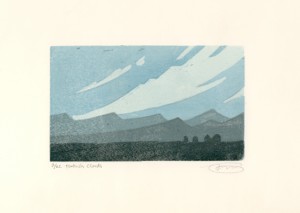 foothills woodcut print