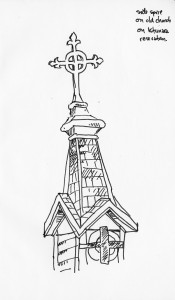 Secondary spire on the St. Eugene Mission church